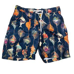 Old Navy Mens Swim Trunks Suit Tropical Print  Size M Hawaiian Six 10/11  16" x